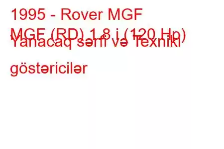 1995 - Rover MGF
MGF (RD) 1.8 i (120 Hp) Yanacaq sərfi və Texniki göstəricilər