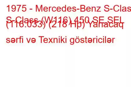 1975 - Mercedes-Benz S-Class
S-Class (W116) 450 SE,SEL (116.033) (218 Hp) Yanacaq sərfi və Texniki göstəricilər