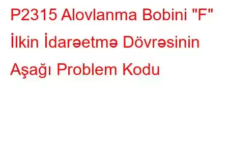 P2315 Alovlanma Bobini 