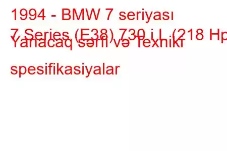 1994 - BMW 7 seriyası
7 Series (E38) 730 i L (218 Hp) Yanacaq sərfi və Texniki spesifikasiyalar