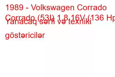 1989 - Volkswagen Corrado
Corrado (53I) 1.8 16V (136 Hp) Yanacaq sərfi və texniki göstəricilər