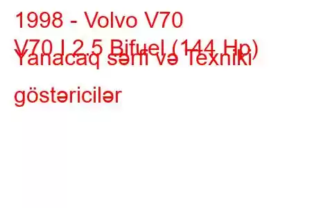 1998 - Volvo V70
V70 I 2.5 Bifuel (144 Hp) Yanacaq sərfi və Texniki göstəricilər