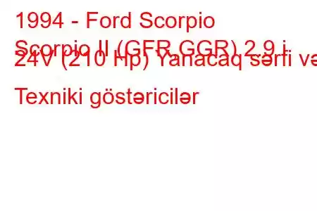 1994 - Ford Scorpio
Scorpio II (GFR,GGR) 2.9 i 24V (210 Hp) Yanacaq sərfi və Texniki göstəricilər