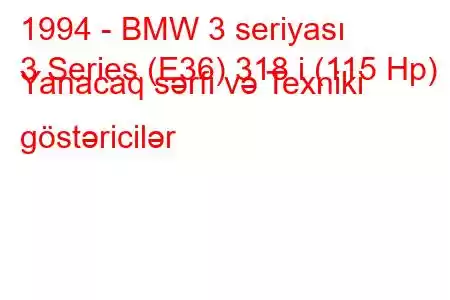 1994 - BMW 3 seriyası
3 Series (E36) 318 i (115 Hp) Yanacaq sərfi və Texniki göstəricilər