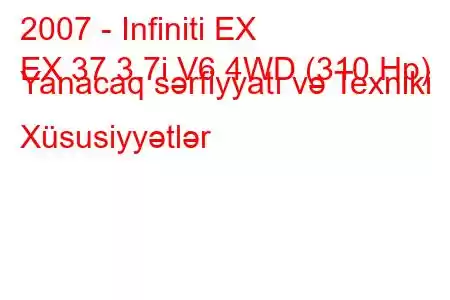 2007 - Infiniti EX
EX 37 3.7i V6 4WD (310 Hp) Yanacaq sərfiyyatı və Texniki Xüsusiyyətlər