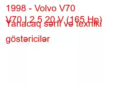 1998 - Volvo V70
V70 I 2.5 20 V (165 Hp) Yanacaq sərfi və texniki göstəricilər