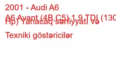 2001 - Audi A6
A6 Avant (4B,C5) 1.9 TDI (130 Hp) Yanacaq sərfiyyatı və Texniki göstəricilər