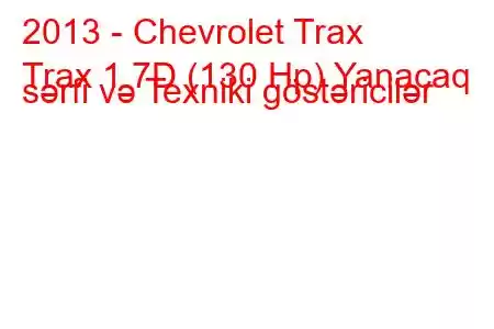 2013 - Chevrolet Trax
Trax 1.7D (130 Hp) Yanacaq sərfi və Texniki göstəricilər