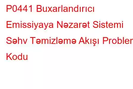 P0441 Buxarlandırıcı Emissiyaya Nəzarət Sistemi Səhv Təmizləmə Akışı Problem Kodu