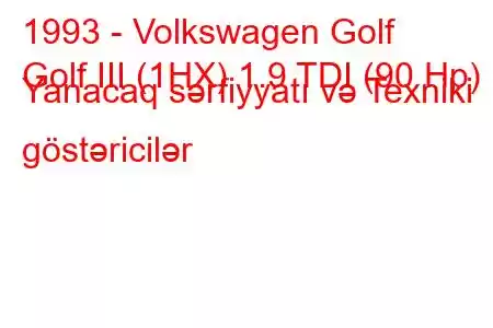 1993 - Volkswagen Golf
Golf III (1HX) 1.9 TDI (90 Hp) Yanacaq sərfiyyatı və Texniki göstəricilər