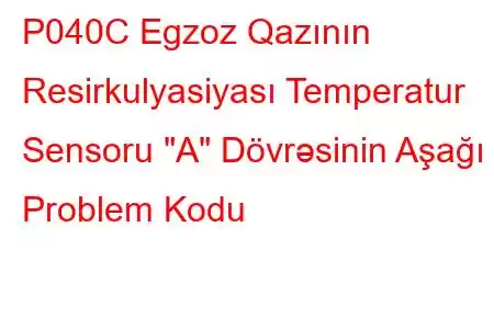 P040C Egzoz Qazının Resirkulyasiyası Temperatur Sensoru 