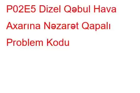 P02E5 Dizel Qəbul Hava Axarına Nəzarət Qapalı Problem Kodu