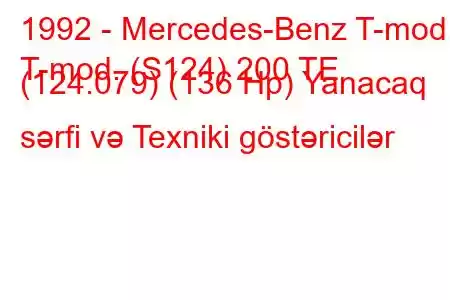 1992 - Mercedes-Benz T-mod.
T-mod. (S124) 200 TE (124.079) (136 Hp) Yanacaq sərfi və Texniki göstəricilər