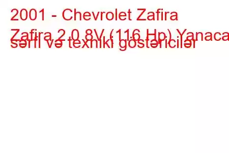 2001 - Chevrolet Zafira
Zafira 2.0 8V (116 Hp) Yanacaq sərfi və texniki göstəricilər