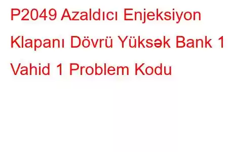 P2049 Azaldıcı Enjeksiyon Klapanı Dövrü Yüksək Bank 1 Vahid 1 Problem Kodu