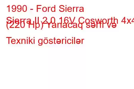 1990 - Ford Sierra
Sierra II 2.0 16V Cosworth 4x4 (220 Hp) Yanacaq sərfi və Texniki göstəricilər