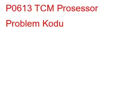 P0613 TCM Prosessor Problem Kodu