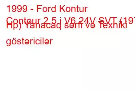 1999 - Ford Kontur
Contour 2.5 i V6 24V SVT (197 Hp) Yanacaq sərfi və Texniki göstəricilər