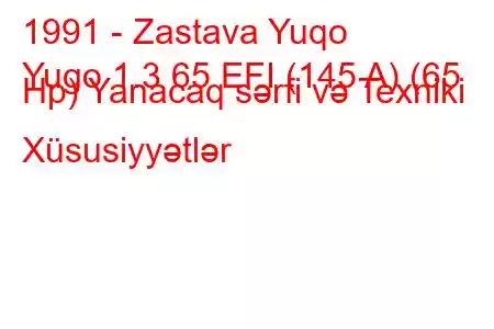 1991 - Zastava Yuqo
Yugo 1.3 65 EFI (145 A) (65 Hp) Yanacaq sərfi və Texniki Xüsusiyyətlər