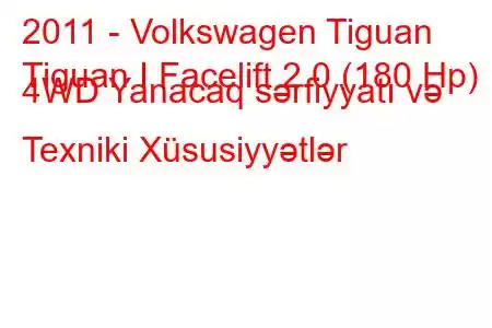 2011 - Volkswagen Tiguan
Tiguan I Facelift 2.0 (180 Hp) 4WD Yanacaq sərfiyyatı və Texniki Xüsusiyyətlər