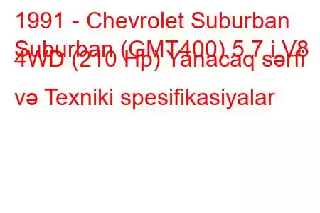 1991 - Chevrolet Suburban
Suburban (GMT400) 5.7 i V8 4WD (210 Hp) Yanacaq sərfi və Texniki spesifikasiyalar