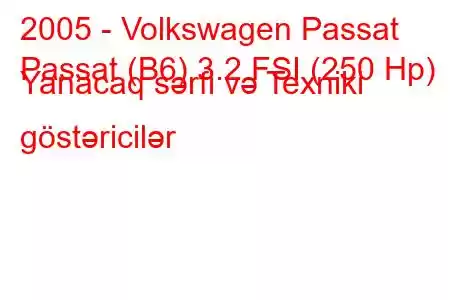 2005 - Volkswagen Passat
Passat (B6) 3.2 FSI (250 Hp) Yanacaq sərfi və Texniki göstəricilər