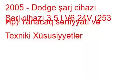 2005 - Dodge şarj cihazı
Şarj cihazı 3.5 i V6 24V (253 Hp) Yanacaq sərfiyyatı və Texniki Xüsusiyyətlər