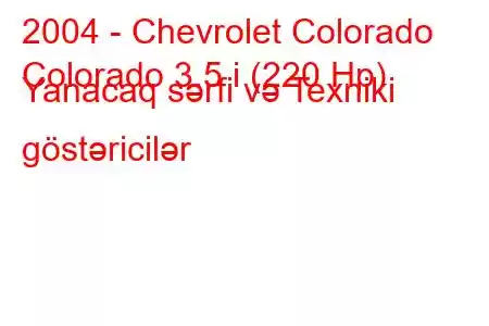 2004 - Chevrolet Colorado
Colorado 3.5 i (220 Hp) Yanacaq sərfi və Texniki göstəricilər