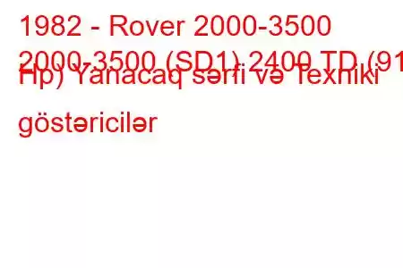 1982 - Rover 2000-3500
2000-3500 (SD1) 2400 TD (91 Hp) Yanacaq sərfi və Texniki göstəricilər