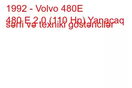 1992 - Volvo 480E
480 E 2.0 (110 Hp) Yanacaq sərfi və texniki göstəricilər