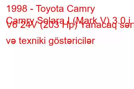 1998 - Toyota Camry
Camry Solara I (Mark V) 3.0 i V6 24V (203 Hp) Yanacaq sərfi və texniki göstəricilər