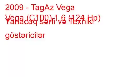 2009 - TagAz Vega
Vega (C100) 1.6 (124 Hp) Yanacaq sərfi və Texniki göstəricilər