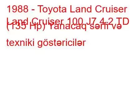 1988 - Toyota Land Cruiser
Land Cruiser 100 J7 4.2 TD (135 Hp) Yanacaq sərfi və texniki göstəricilər