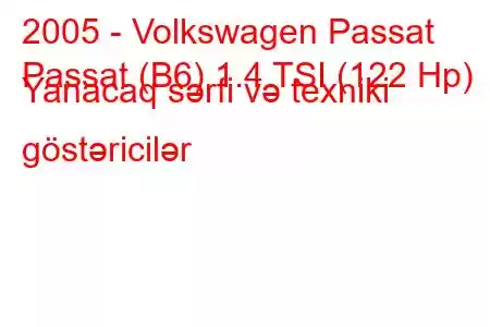 2005 - Volkswagen Passat
Passat (B6) 1.4 TSI (122 Hp) Yanacaq sərfi və texniki göstəricilər