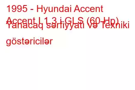 1995 - Hyundai Accent
Accent I 1.3 i GLS (60 Hp) Yanacaq sərfiyyatı və Texniki göstəricilər