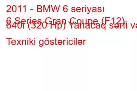 2011 - BMW 6 seriyası
6 Series Gran Coupe (F12) 640i (320 Hp) Yanacaq sərfi və Texniki göstəricilər