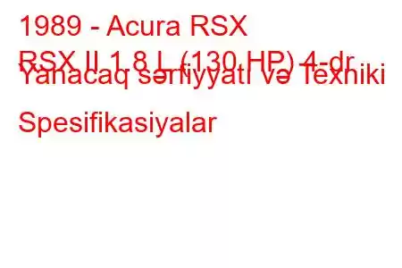 1989 - Acura RSX
RSX II 1.8 L (130 HP) 4-dr Yanacaq sərfiyyatı və Texniki Spesifikasiyalar