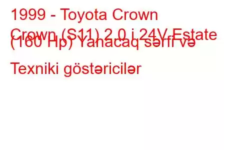 1999 - Toyota Crown
Crown (S11) 2.0 i 24V Estate (160 Hp) Yanacaq sərfi və Texniki göstəricilər