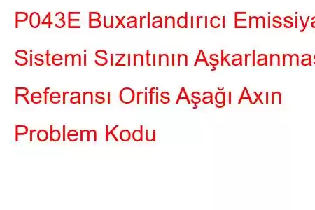 P043E Buxarlandırıcı Emissiya Sistemi Sızıntının Aşkarlanması Referansı Orifis Aşağı Axın Problem Kodu