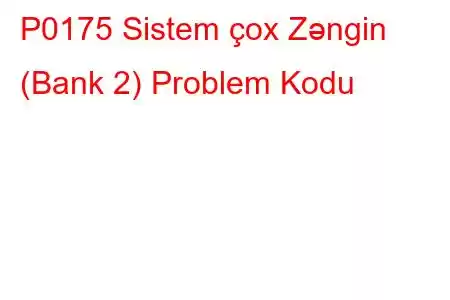 P0175 Sistem çox Zəngin (Bank 2) Problem Kodu