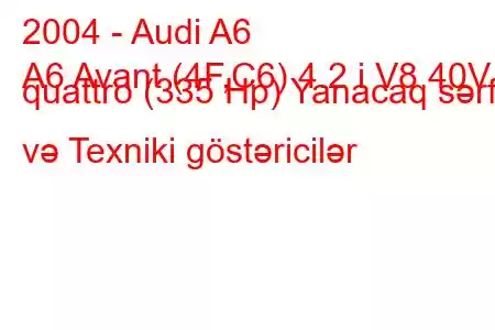 2004 - Audi A6
A6 Avant (4F,C6) 4.2 i V8 40V quattro (335 Hp) Yanacaq sərfi və Texniki göstəricilər