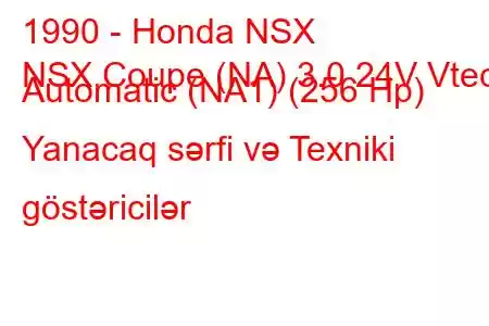 1990 - Honda NSX
NSX Coupe (NA) 3.0 24V Vtec Automatic (NA1) (256 Hp) Yanacaq sərfi və Texniki göstəricilər