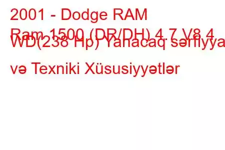 2001 - Dodge RAM
Ram 1500 (DR/DH) 4.7 V8 4 WD(238 Hp) Yanacaq sərfiyyatı və Texniki Xüsusiyyətlər