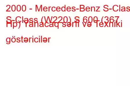 2000 - Mercedes-Benz S-Class
S-Class (W220) S 600 (367 Hp) Yanacaq sərfi və Texniki göstəricilər