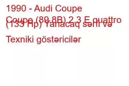 1990 - Audi Coupe
Coupe (89.8B) 2.3 E quattro (133 Hp) Yanacaq sərfi və Texniki göstəricilər