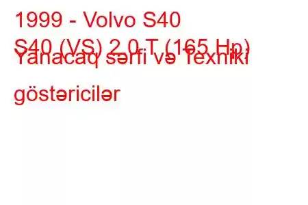 1999 - Volvo S40
S40 (VS) 2.0 T (165 Hp) Yanacaq sərfi və Texniki göstəricilər