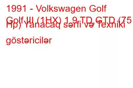 1991 - Volkswagen Golf
Golf III (1HX) 1.9 TD,GTD (75 Hp) Yanacaq sərfi və Texniki göstəricilər