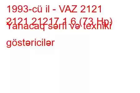 1993-cü il - VAZ 2121
2121 21217 1.6 (73 Hp) Yanacaq sərfi və texniki göstəricilər