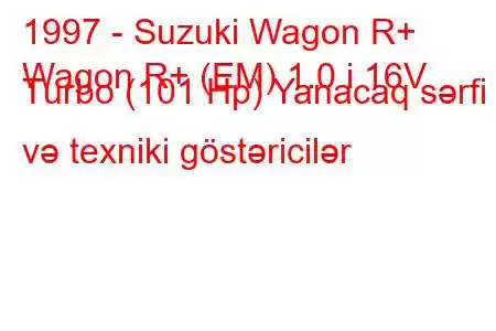 1997 - Suzuki Wagon R+
Wagon R+ (EM) 1.0 i 16V Turbo (101 Hp) Yanacaq sərfi və texniki göstəricilər