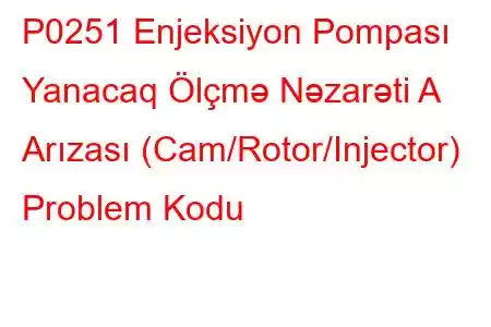 P0251 Enjeksiyon Pompası Yanacaq Ölçmə Nəzarəti A Arızası (Cam/Rotor/Injector) Problem Kodu